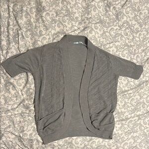 Maurices- Gray Knit Cardigan with Open Front and Short Sleeves